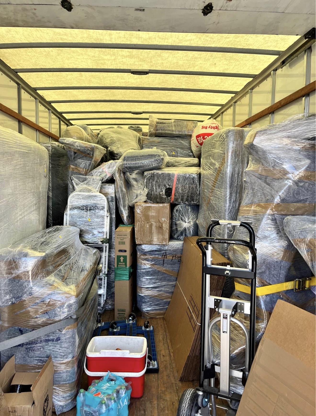 Fully loaded moving truck