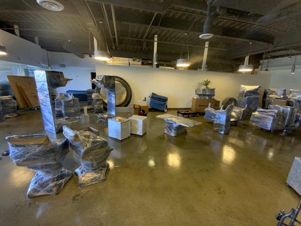 Commercial office move with wrapped furniture